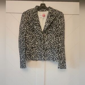 Michael Kors Collection Lace Floral Blazer (Black/White, Size 6)